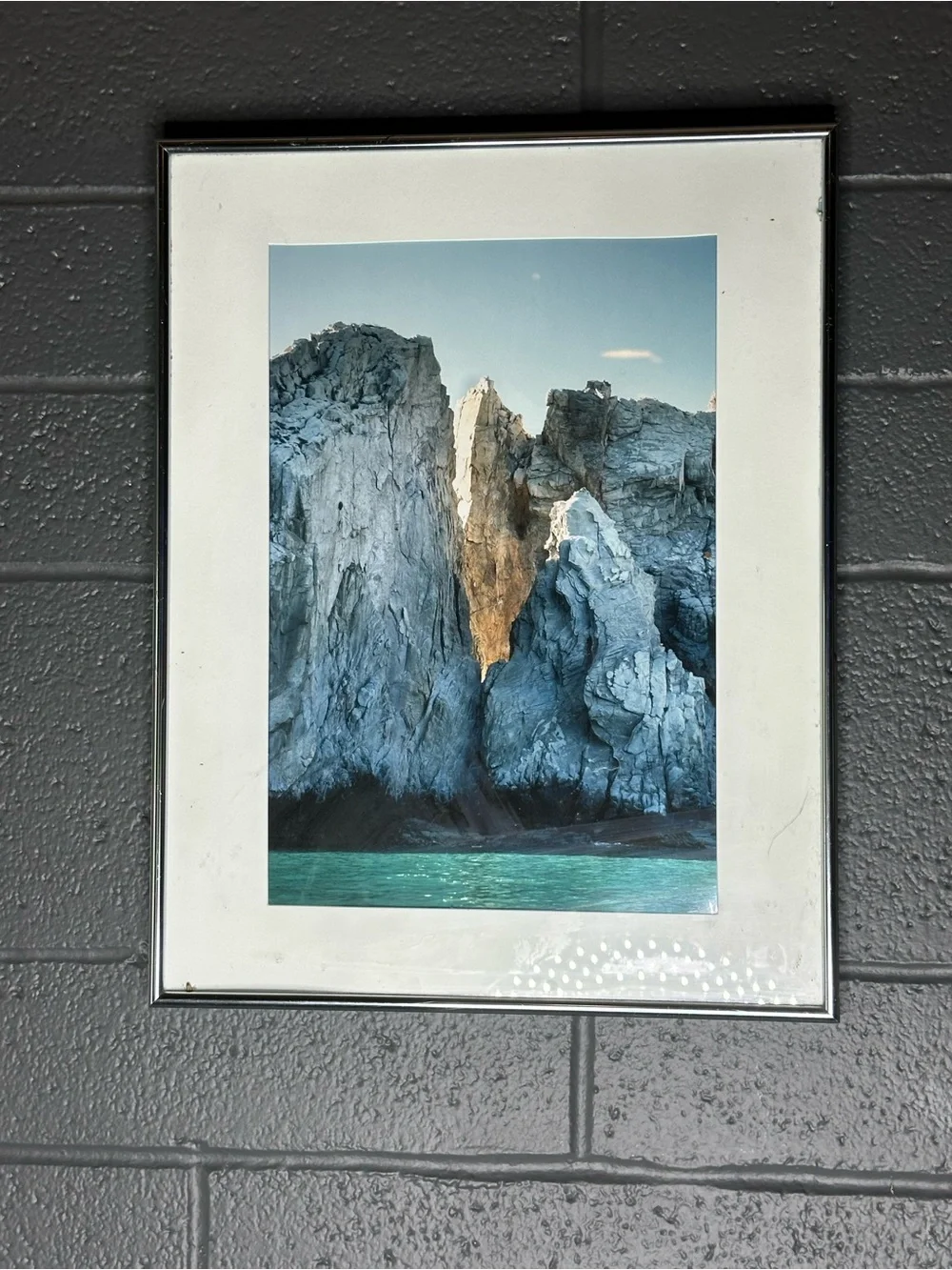 Framed Coastal Landscape Art Print in Silver 14x17.5